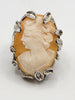 Vintage Sterling Brutalist design cameo ring marked Cole