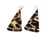 Vintage Lucite Faux Animal Print Rhinestone Dangle Earrings (A1456)