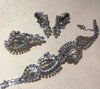 Vintage 1950s Rhinestone Bracelet Earrings & Brooch Set - Sugar NY