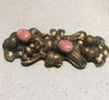 Vintage Art Nouveau Brass & Pink Marble Belt Buckle - Sugar NY