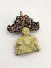 Vintage Rhinestone Enamel Buddha Man pin brooch