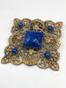 Antique blue glass Filigree dress clip